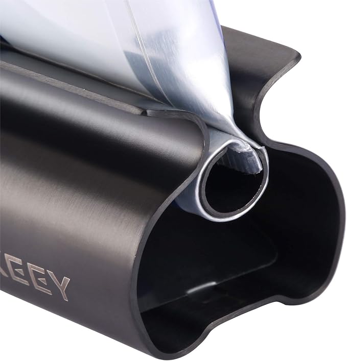 XYKEEY Toothpaste Tube Squeezer - Set of 2 Toothpaste Squeezer Rollers, Metal Toothpaste Tube Wringer Seat Holder Stand (Matt Black)
