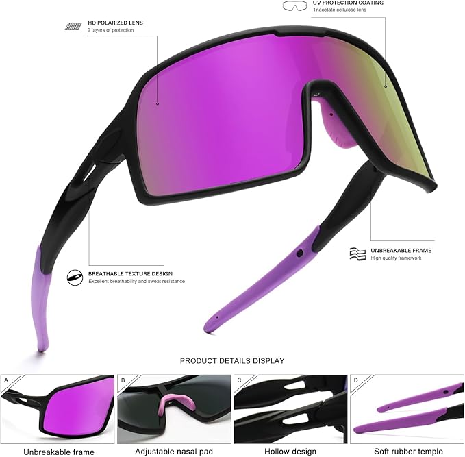 Polarized Sports Sunglasses for Men and Women Cycling Glasses UV Protection Goggles for Mountain Bike Running Fishing-StrideForce Fitness