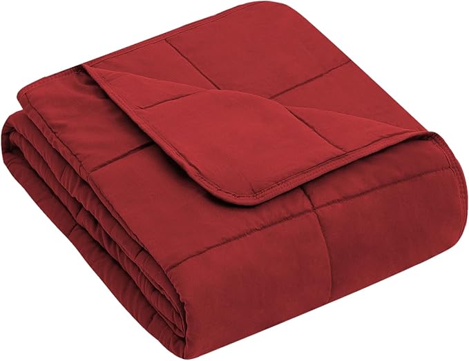 yescool Weighted Blanket (10 lbs, 41" x 60", Red) Cooling Heavy Blanket for Sleeping Perfect for 90-110 lbs, Breathable Blanket with Premium Glass Bead, Machine Washable-StrideForce Fitness