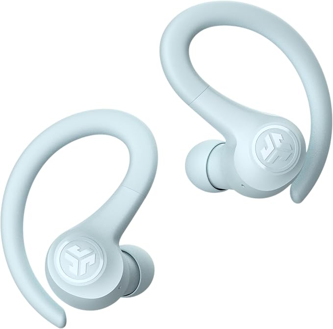 JLab Go Sport+ Wireless Workout Earbuds Featuring C3 Clear Calling, Secure Earhook Sport Design, 35+ Hour Bluetooth Playtime, and 3 EQ Sound Settings (Light Blue)-StrideForce Fitness