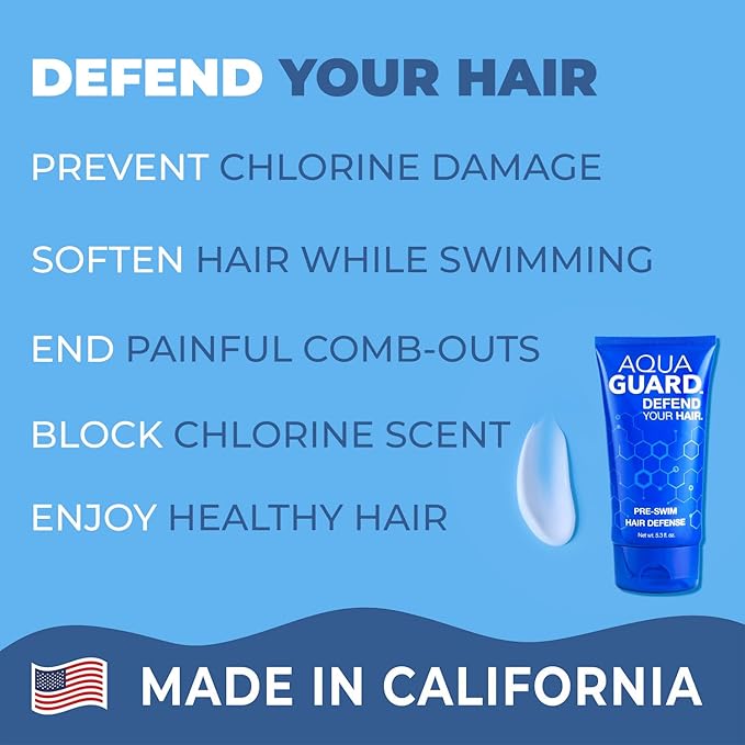 AQUA GUARD Pre-Swim Hair Defense | No More Swim Hair | Prevents Chlorine Damage + Softens Hair While Swimming | Made in California | Color Safe, Leaves Hair Smelling Great | 5.3 oz-StrideForce Fitness