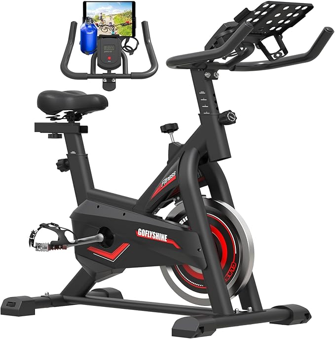 Exercise Bikes Stationary,Exercise Bike for Home Indoor Cycling Bike for Home Cardio Gym,Workout Bike with Ipad Mount & LCD Monitor,Silent Belt Drive-StrideForce Fitness