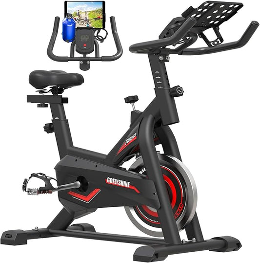 Exercise Bikes Stationary,Exercise Bike for Home Indoor Cycling Bike for Home Cardio Gym,Workout Bike with Ipad Mount & LCD Monitor,Silent Belt Drive-StrideForce Fitness