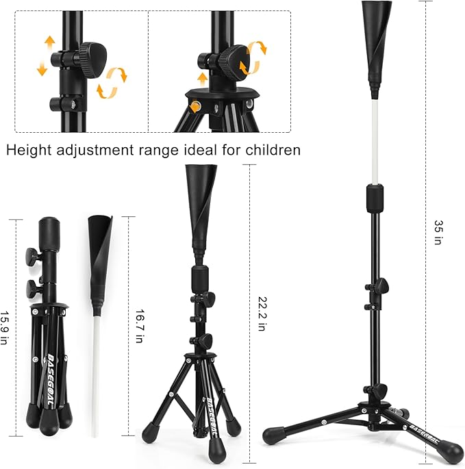 Baseball Tee for Kids,Youth Stand Set,Teeball Set,Youth Baseball,Softball Batting Tee Set,Easy Adjustable Height-StrideForce Fitness
