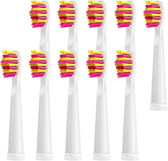 Replaceable Brush Heads Bristle Refill ，Compatibility for Seago/Fairywill Electric Toothbrush FW/SG 507/508/515/551/917/959(Red 10)