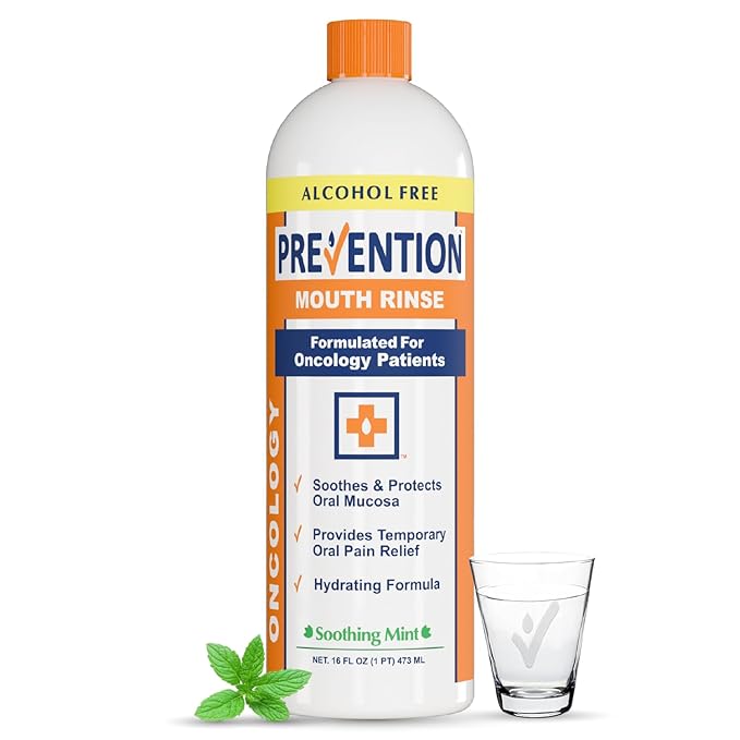 Prevention Oncology Alcohol Free Mouthwash, Soothing, Gentle, & Moisturizing, Mouthsore and Dry Mouth Mouthwash Specially Formulated for Patients Undergoing Oncology Treatment - 16 oz Bottle, 1-Pack