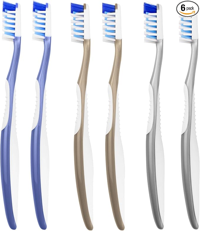 Soft Toothbrushes for Adults, Soft Rounded Bristles, Built in Gum Stimulators, 6 Count