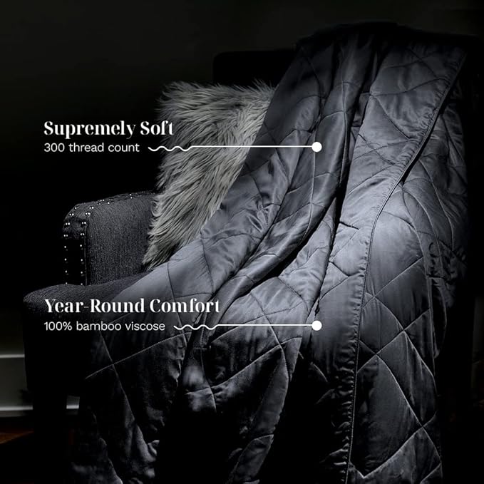 LUXOME Lightweight Blanket | 100% Rayon (Viscose) from Bamboo Fabric & Fill | King/Cal King - 98"x92" | Thermal-Regulating | Charcoal-StrideForce Fitness