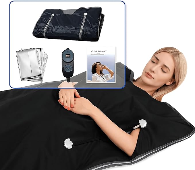 Infrared Sauna Blanket for Home | Portable Far Infrared Sauna Bag for Detox, Weight Loss & Relaxation, Dry Heat Therapy, Personal At-Home Wraps with Adjustable Temp 95-176°F. 120V 400 Watts, 70" x 31"-StrideForce Fitness