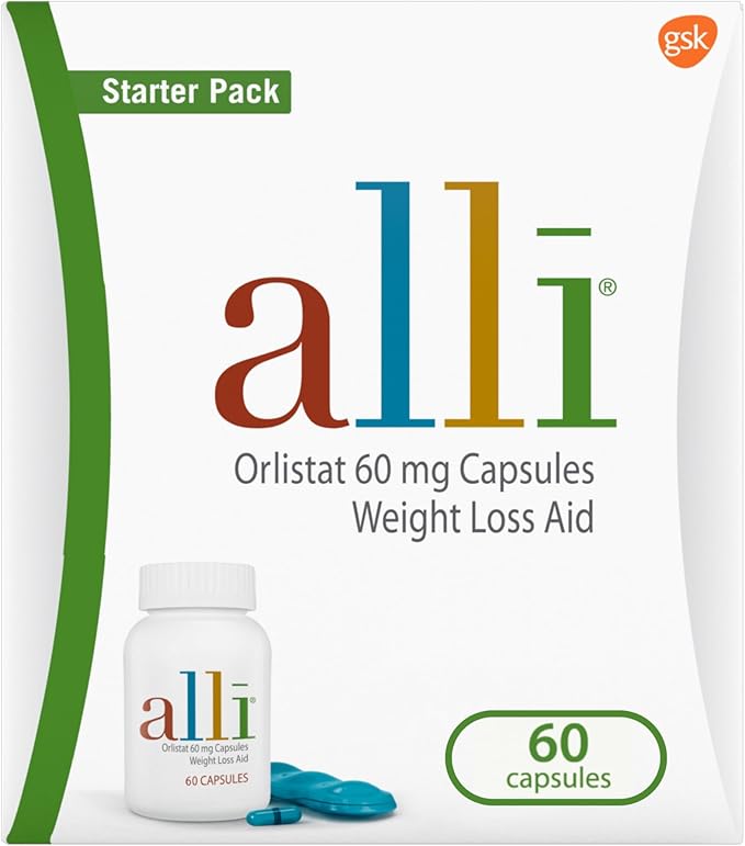alli Diet Weight Loss Supplement Pills, Orlistat 60mg Capsules Starter Pack, Non prescription weight loss aid, 60 count(Pack of 1)-StrideForce Fitness