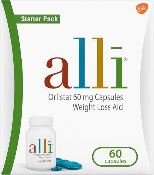 alli Diet Weight Loss Supplement Pills, Orlistat 60mg Capsules Starter Pack, Non prescription weight loss aid, 60 count(Pack of 1)-StrideForce Fitness