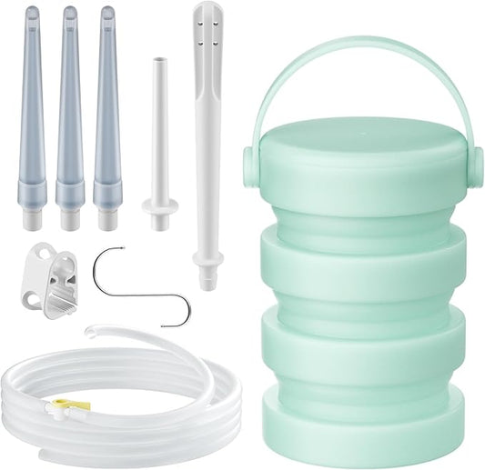 Silicone Collapsible Enema Bucket Kit, 1.2 Quart Enema Buckt, 5.3ft Enama Hose, 5 Enima Tips, Coffee enemas for Colon Cleanse Men and Women-StrideForce Fitness