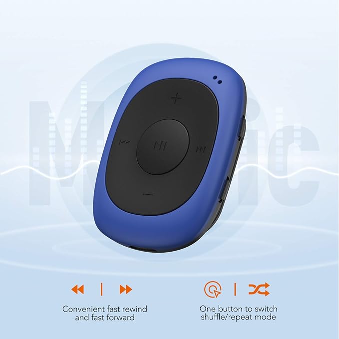 AGPTEK G02 8GB Clip MP3 Player with FM Shuffle, Portable Music Player with Sweatproof Silicone Case for Sports, Blue-StrideForce Fitness