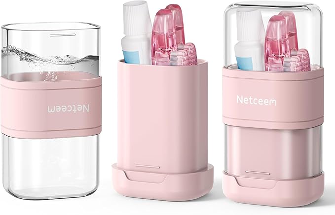 Toothbrush Case Kit Portable Folding Tooth Brush Holder for Travel and Toothpaste Cover Container with Mouthwash Cup, Compact Oral Clean Tools Organizer for Camping, Trips, School, Home (1Pack）