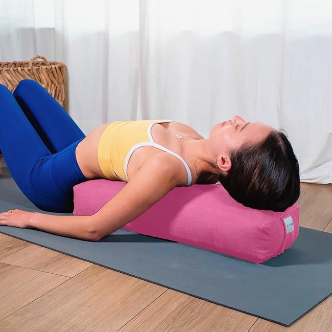 Sol Living Yoga Bolster Pillow Rectangular Meditation Cushion Cotton Meditation Accessories for Restorative Yoga Meditation Pillow Yoga Pillow Firm Body Pillow Bolster Pillow for Legs Removable Cover-StrideForce Fitness