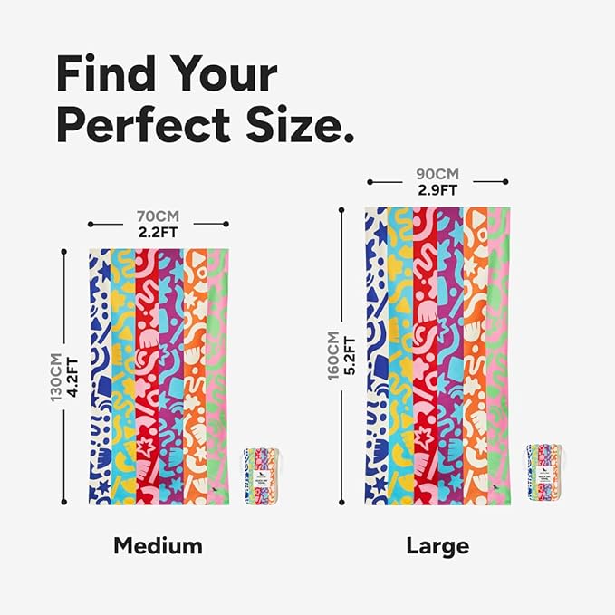 Dock & Bay Beach Towel - Quick Dry, Sand Free - Compact, Lightweight - 100% Recycled - Includes Bag - Power of Positivity - Large (160x90cm, 63x35)-StrideForce Fitness