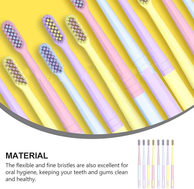8Pcs Soft Bristle Toothbrush for Sensitive Gums Flexible Small Head Gum Care Toothbrushes in Pastel Colors for Adults and Travel