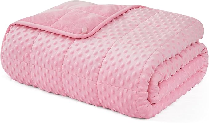 L'AGRATY Weighted Blanket for Adult - 48"x72" 15lbs Minky Dots Heavy Blanket with Glass Beads: Soft Breathable for All-Season Summer Fall Winter Thick Comfort for Sleeping-StrideForce Fitness