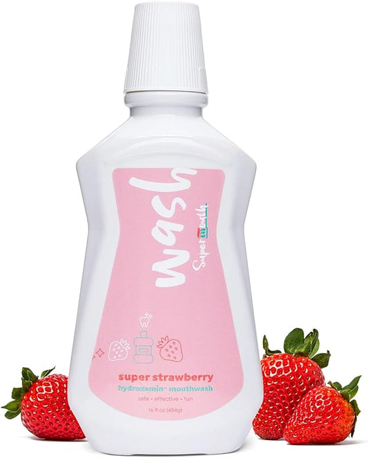 SuperMouth® Fluoride-Free Mouthwash – Nano-Hydroxyapatite, Vitamins D3 & K2, Prebiotics, Alkaline pH 8.5, Alcohol-Free, Freshens Breath, Safe Clean Ingredients, 4 Flavor Options