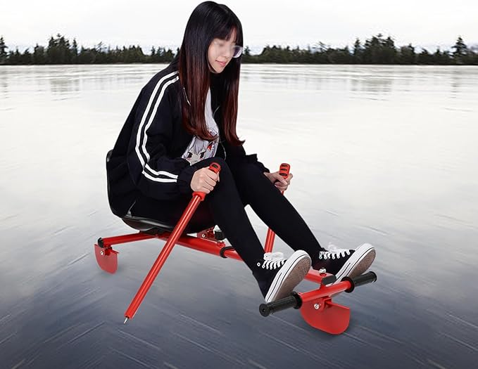 Snow Racer Sled, Modern Ski Scooter Scooter Board Snow Racer Sled up to 176.4lbs for Kids and Adults-StrideForce Fitness