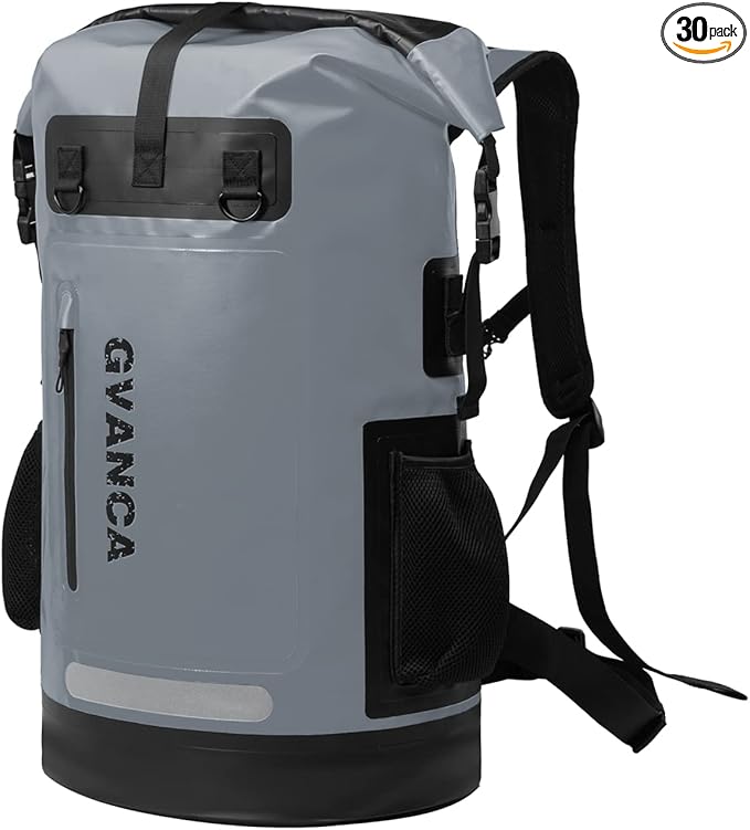 Waterproof Roll Top Kayak Dry Backpack, Floating Outdoor Dry Sack Boating Sailing Canoeing Rafting Fishing Camping 35L Grey-StrideForce Fitness