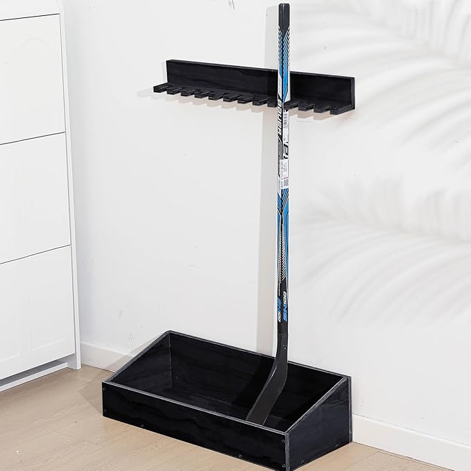 Leinuosen Hockey Stick Holder Wall Mounted and Vertical 2 in 1 Wooden Ice Hockey Rack Organizer Storage and Display Large Capacity Organizer Holds up to Sticks for Player Gifts-StrideForce Fitness