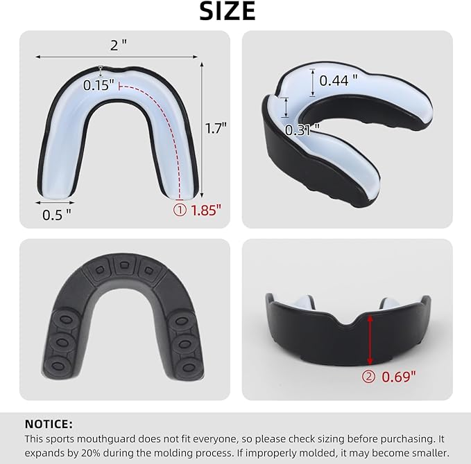 6 Pack Sports Mouthguard, Kids & Youth Mouth Guard with Case for Boxing, MMA, Hockey, Soccer, Basketball, Size S