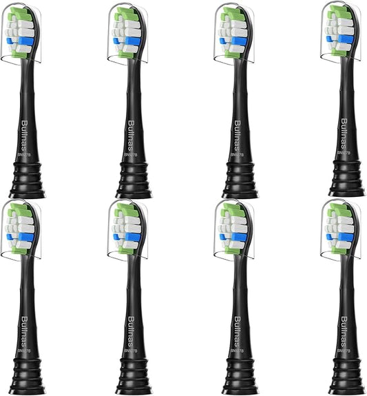 Replacement Toothbrush Heads Compatible with Philips Sonicare ProtectiveClean 4100 5100 5300 6100 Electric Toothbrushes, W Replacement Head for Sonicare, Black, 8 Count