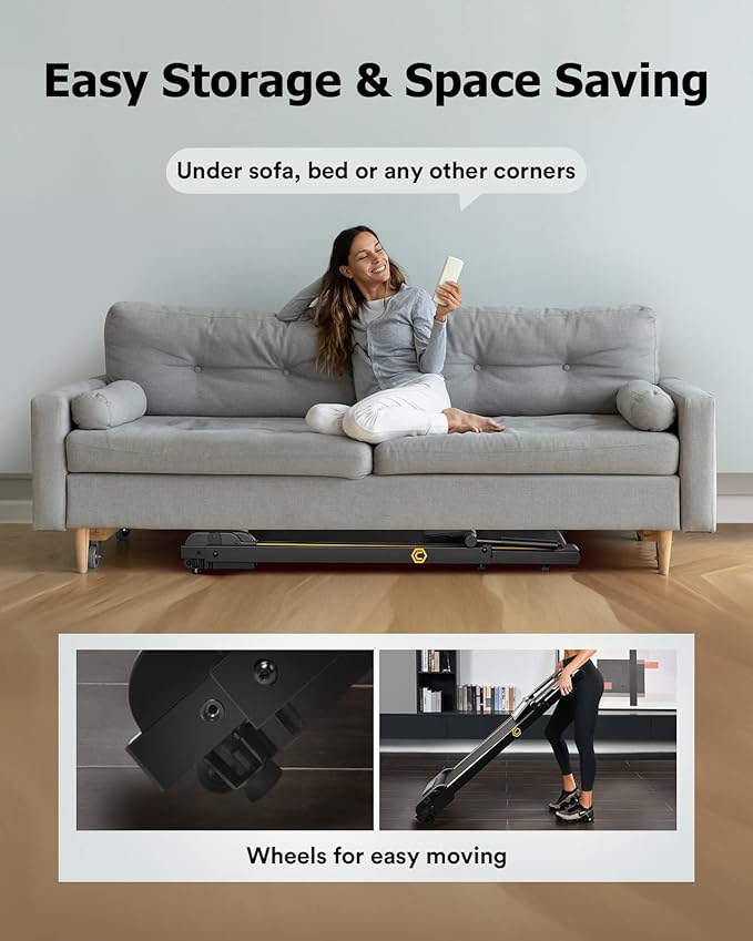 UREVO Treadmill with Desk Workstation, Walking Pad Treadmills for Home Office, Under Desk Compact Design Treadmill with HIIT Programs, Remote Control, LED Display-StrideForce Fitness