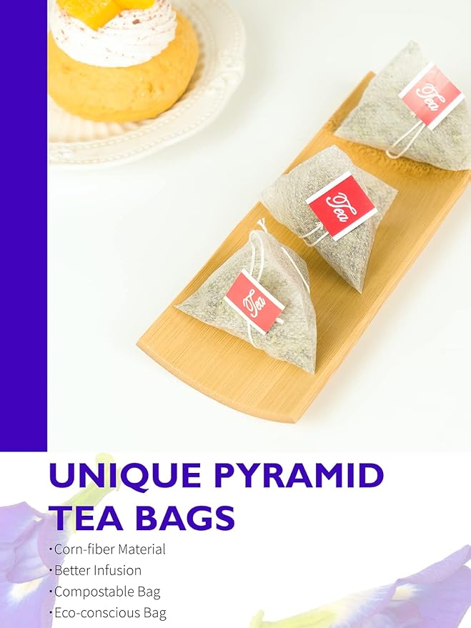 TeeLux Butterfly Pea Flower Tea Bags - Premium Dried Butterfly Pea Flower for Blue & Purple Drinks and Food Coloring, 30 Tea Bags