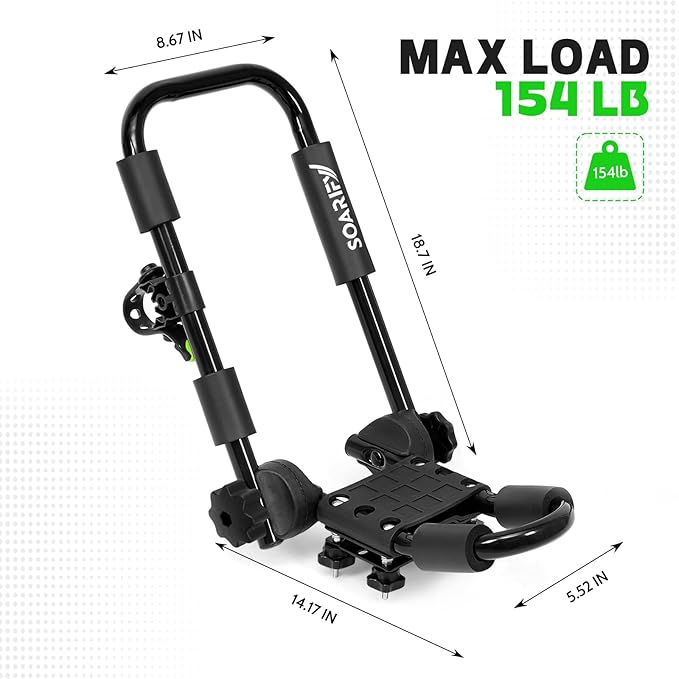 Folding Kayak Roof Rack Premium J-Bar for Canoe Carrier SUP Paddle Surfboard Mount on Car SUV and Truck Crossbar (2 Pairs)-StrideForce Fitness