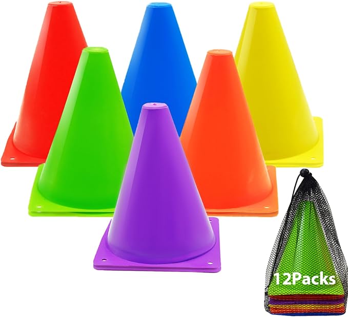 12/24/48Pcs Soccer Cones,7" or 9" Soccer Cones for Training, Multicolor Cones Sports Soccer Training Cones, Field Cones for Skating Basketball Football Drills Practice-StrideForce Fitness