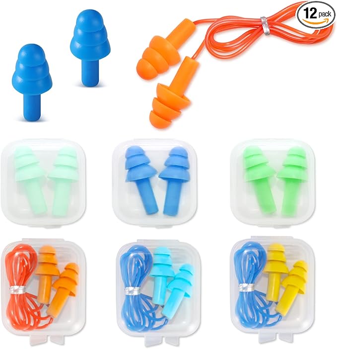 Ear Plugs for Swimming, Soft Ear Plugs for Sleeping Noise Cancelling, Reusable Ear Plug for Noise Reduction, Ear Protection, Silicone Earplugs for Swimming, Sleeping, Snoring, Work, Concerts, 6 Pairs-StrideForce Fitness