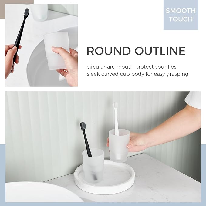 Glass Tumbler Cap 2 Pack, Aomasi Frosted Bathroom Rinsing and Mouthwash Cup, Toothbrush & Toothpaste Holder & Drinking for Glassware