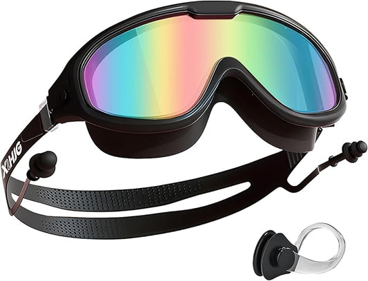 Adult Swimming Goggles for Women Men,No Leak No Fog Wide View, Sunglass Goggle with Earplugs and Nose Clip-StrideForce Fitness