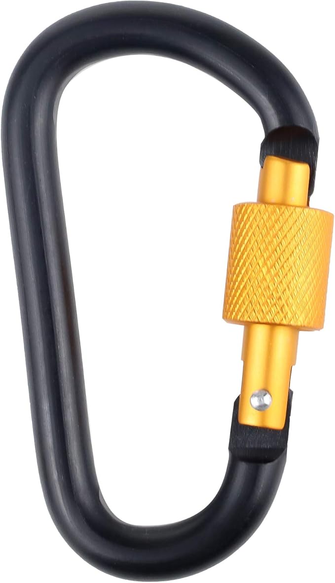 10 Pack Aluminum D Ring Key Rings Hiking Clips Locking Carabiner for Hiking Camping Fishing and Outdoor Use，Clips with Screw Gate Multicolored-StrideForce Fitness