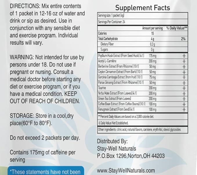 GLP-1 Supplement | Natural GLP-1 Production | GLP 1 Booster Drink Mix to Control Appetite and Cravings | Great Tasting Metabolic Support - Yerba Mate, Garcinia Cambogia, Berberine [Tropical Fruit]-StrideForce Fitness