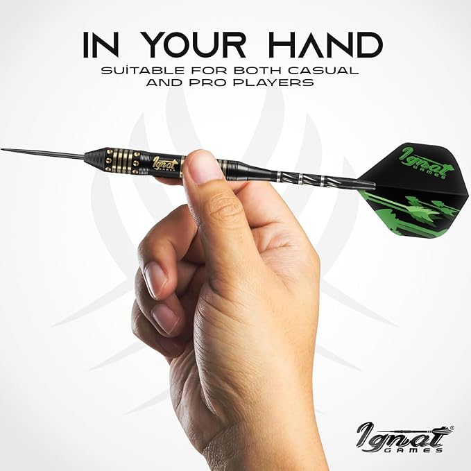 IgnatGames Premium Steel Tip Darts – 3/6/12 Pack Brass Barrels with Aluminum Shafts, 16 GlideXPro Flight Set, Tool Kit & Giftable Case-StrideForce Fitness