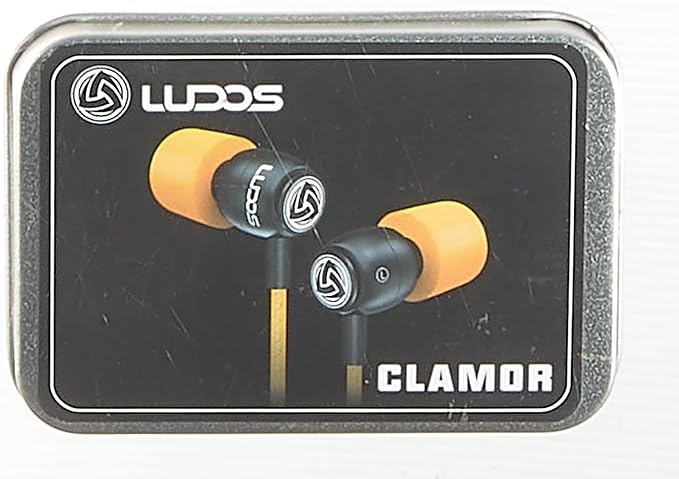 LUDOS Clamor Wired Earbuds in-Ear Headphones, 5 Years Warranty, Earphones with Microphone, Noise Isolating Ear Buds, Memory Foam for iPhone, Samsung, School Students, Kids, Women, Small Ears - Yellow-StrideForce Fitness