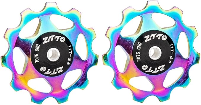 ZTTO Guide Pulley Bike Rear Derailleur Pulley Wheels, Colorful Aluminum Alloy 11T 13T CNC Road Bike Guide Roller Bicycle Derailleur 4mm 5mm 6mm for MTB, Road Bike-StrideForce Fitness