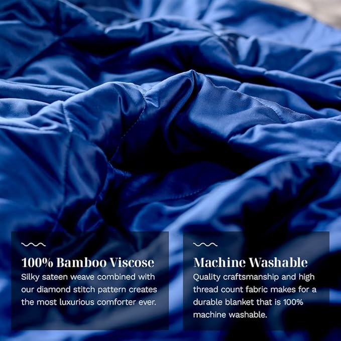 LUXOME Lightweight Blanket | 100% Rayon (Viscose) from Bamboo Fabric & Fill | King/Cal King - 98"x92" | Thermal-Regulating | Super Soft | Sapphire-StrideForce Fitness