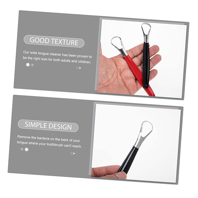 Baluue 2pcs Stainless Steel Tongue Scraper for Adults Portable and Transparent Box Ergonomic Design for and Oral Health