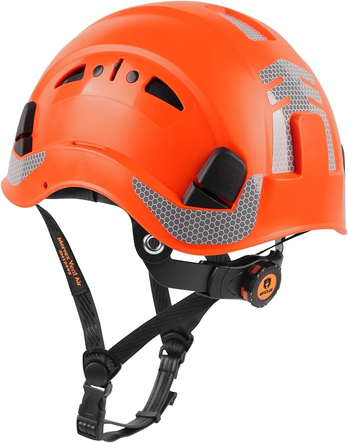 GREEN DEVIL Safety Helmet Hard Hat with Chin Strap Vented Lightweight Adjustable Hardhat for Men Women with Hi-Viz Design Ideal for Tree Climbing Work at Height-StrideForce Fitness