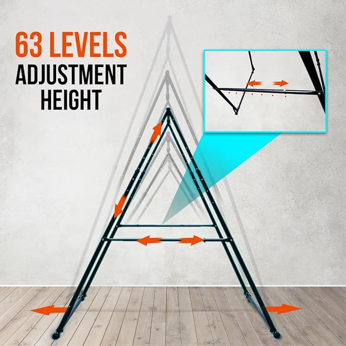 KT TOES DON'T TOUCH GROUND Foldable Free Standing Pull Up Bar Stand Sturdy Power Tower Workout Station For Home Gym Strength Training Adjustable Pullup Fitness Equipment Multifunctional Exercise Rack-StrideForce Fitness