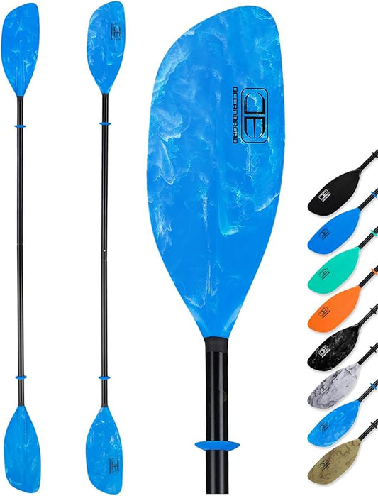 OCEANBROAD Kayak Paddle 86in/218cm, 90.5in/230cm Alloy Shaft 2-Piece Floatable Kayak Oar for Kayaking Canoeing Boating-StrideForce Fitness