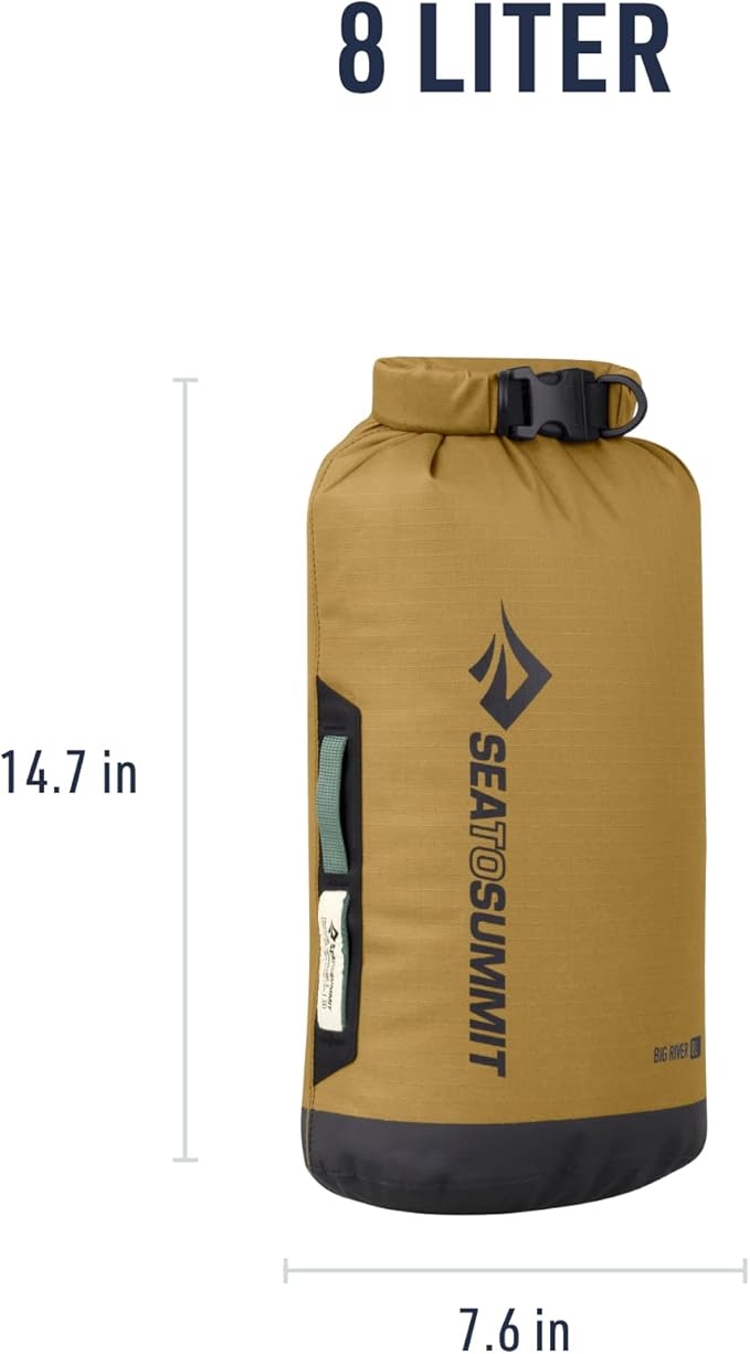 Sea to Summit Big River Dry Bag, Heavy-Duty Dry Storage, 8 Liter, Gold Brown-StrideForce Fitness