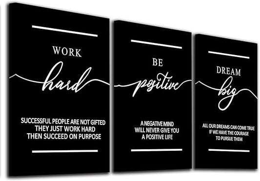 Motivational Wall Art - Inspirational Canvas Poster Prints Black Quotes Paintings Picture Entrepreneur Positive Quotes Office Wall Decor Decoration for Living Room Bedroom Framed-StrideForce Fitness