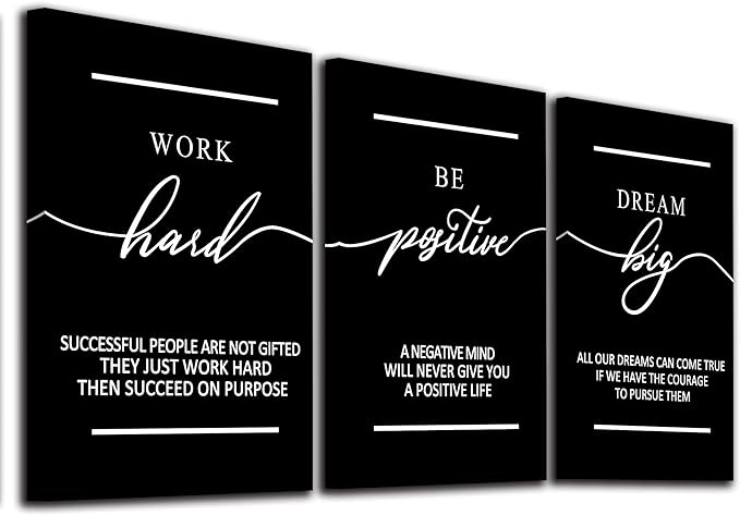 Motivational Wall Art - Inspirational Canvas Poster Prints Black Quotes Paintings Picture Entrepreneur Positive Quotes Office Wall Decor Decoration for Living Room Bedroom Framed-StrideForce Fitness