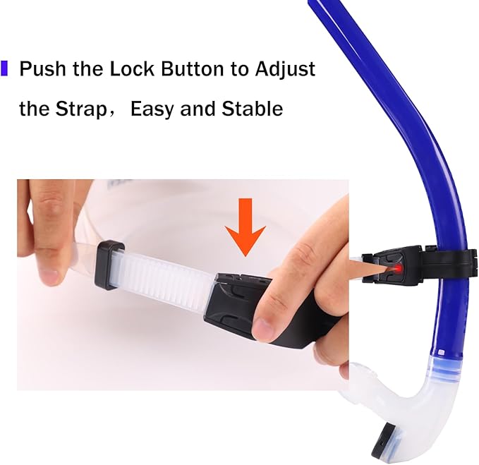 Swim Snorkel for Lap Swimming，No Loud gurgling Noise No Hurt Forehead No Slip Swimming Snorkeling Training for Adult/Kid/Youth,Swimmer Snorkle Center Mount Snorkel One-Way Purge Valve-StrideForce Fitness