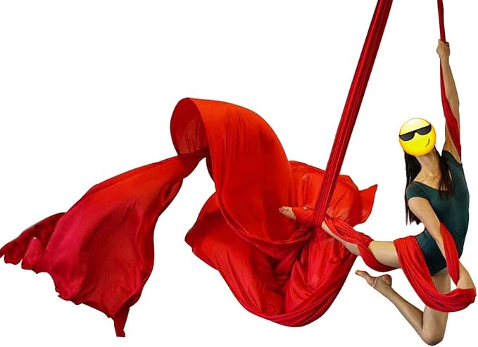 DASKING Aerial Silks Starter Kit - Durable 11Yards of Aerial Yoga Hammock with Hardware, Aerial Swing for Acrobatic Flying Yoga & All Levels (Aerial Rigging Point Up to 14ft)-StrideForce Fitness